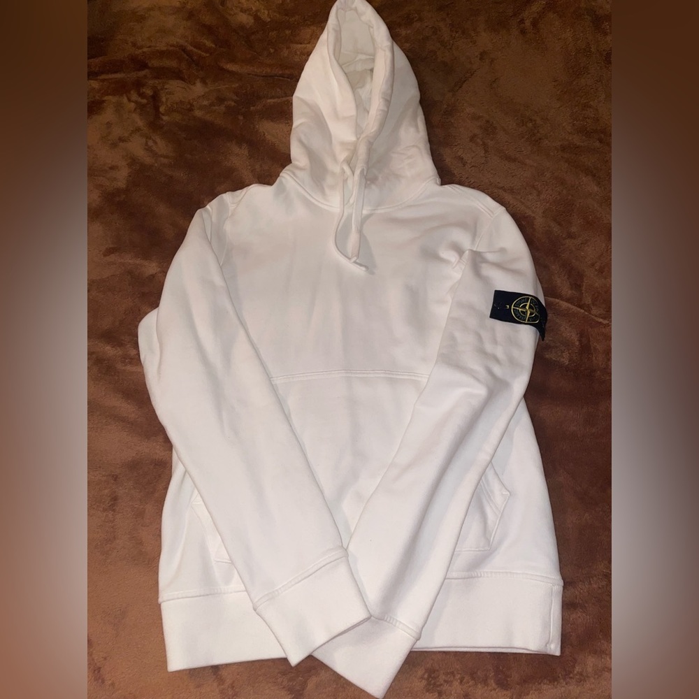 STONE ISLAND HOODIE WHITE MEDIUM